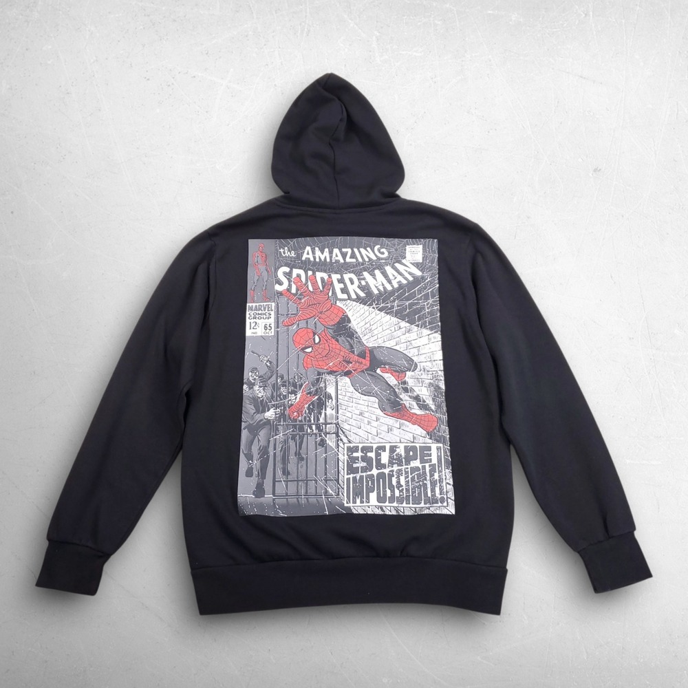 Marvel Spider-Man Comic Escape Impossible Hoodie Mens L Black Graphic Pullover - Picture 3 of 10